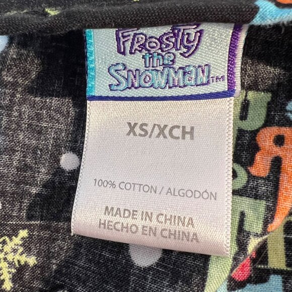 Frosty The Snowman Christmas Scrub Top Size XS 100% Cotton Black Short Sleeve - Picture 6 of 6